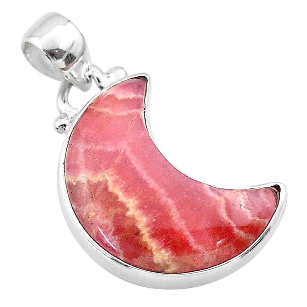 11.07cts moon natural pink rhodochrosite inca rose silver pendant t45692