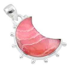 12.03cts moon natural pink rhodochrosite inca rose silver pendant t45745