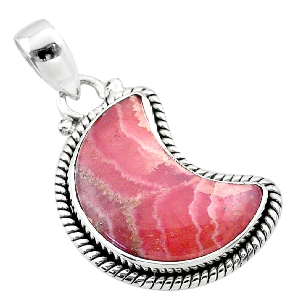 10.85cts moon natural pink rhodochrosite inca rose silver pendant t45781