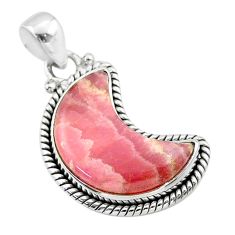 11.66cts moon natural pink rhodochrosite inca rose silver pendant t45792