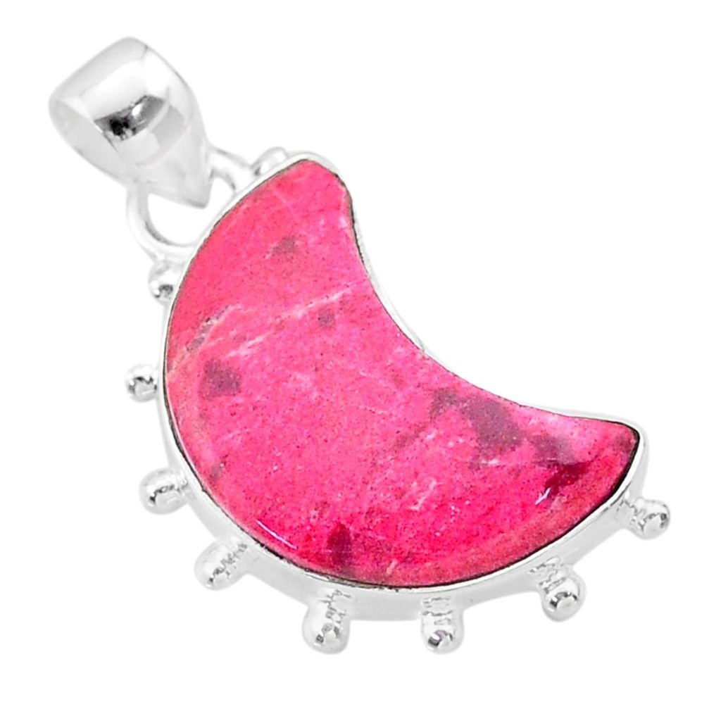 10.32cts moon natural pink thulite 925 silver pendant jewelry t45733