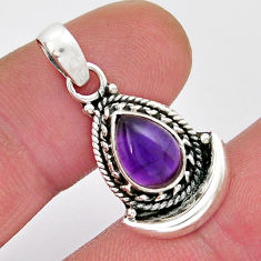 Clearance Sale- 2.25cts moon natural purple amethyst 925 sterling silver pendant jewelry y18946