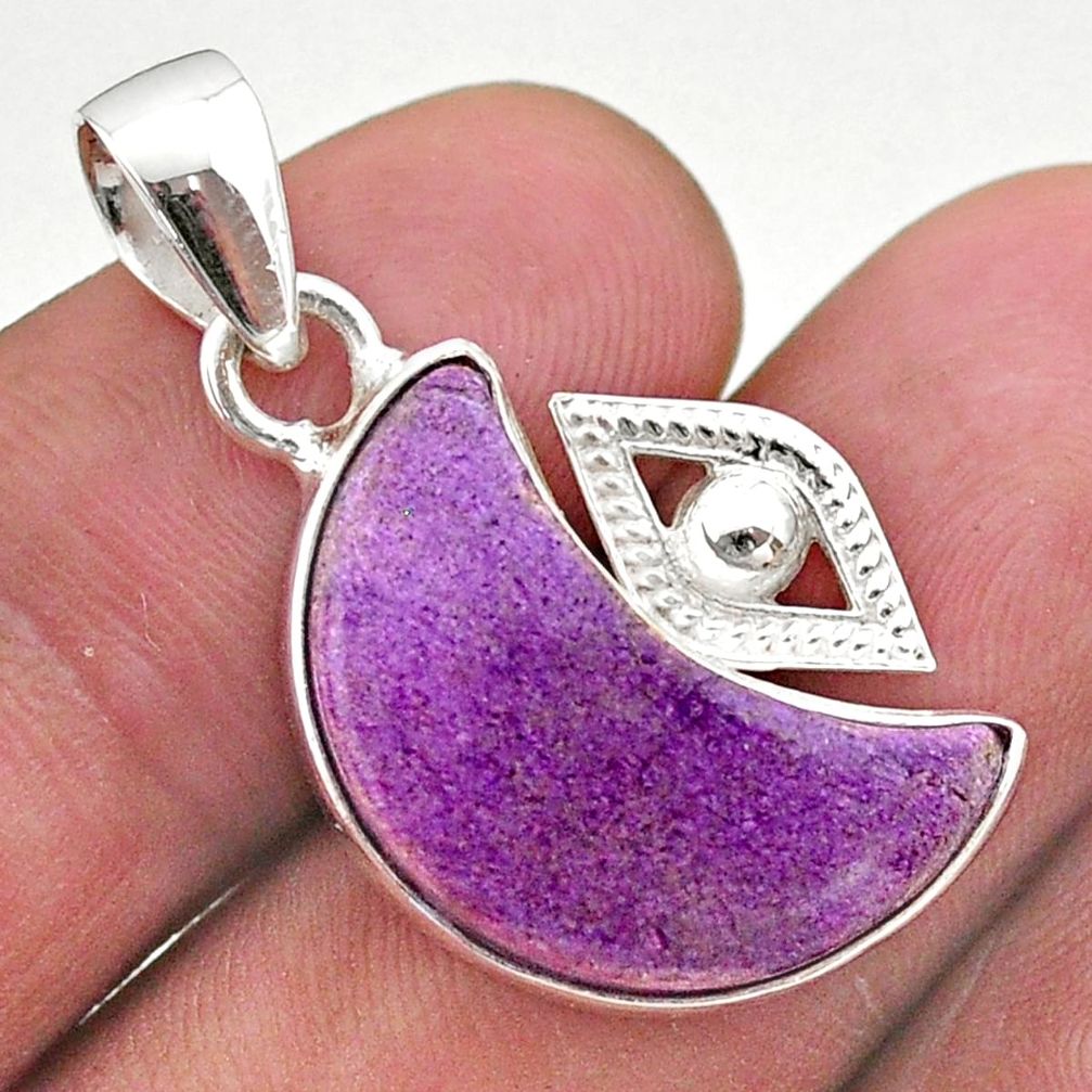 9.86cts moon natural purple purpurite stichtite 925 silver pendant t46501