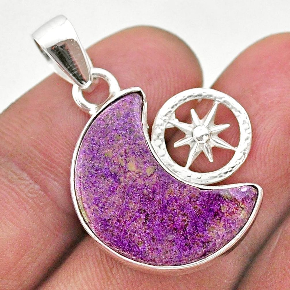 10.23cts moon natural purple purpurite stichtite 925 silver pendant t46545