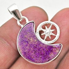 10.23cts moon natural purple purpurite stichtite 925 silver pendant t46545