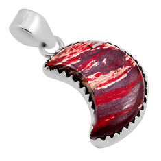 10.67cts moon natural red snakeskin jasper 925 sterling silver pendant n24812