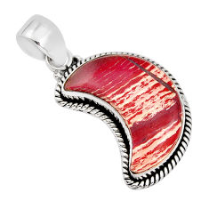 8.44cts moon natural red snakeskin jasper 925 sterling silver pendant y35561