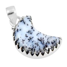 9.27cts moon natural white dendrite opal (merlinite) 925 silver pendant y55481