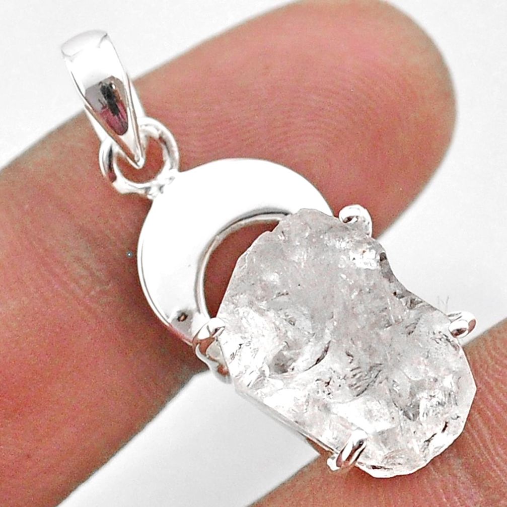 7.03cts moon natural white herkimer diamond 925 sterling silver pendant t49078