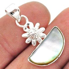 5.22cts moon natural white pearl 925 sterling silver flower pendant t63538