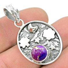 3.25cts moon purple copper turquoise 925 sterling silver pendant jewelry u35021