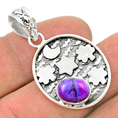 3.26cts moon purple copper turquoise 925 sterling silver pendant jewelry u35051