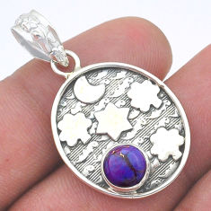2.22cts moon purple copper turquoise 925 sterling silver pendant jewelry u61487