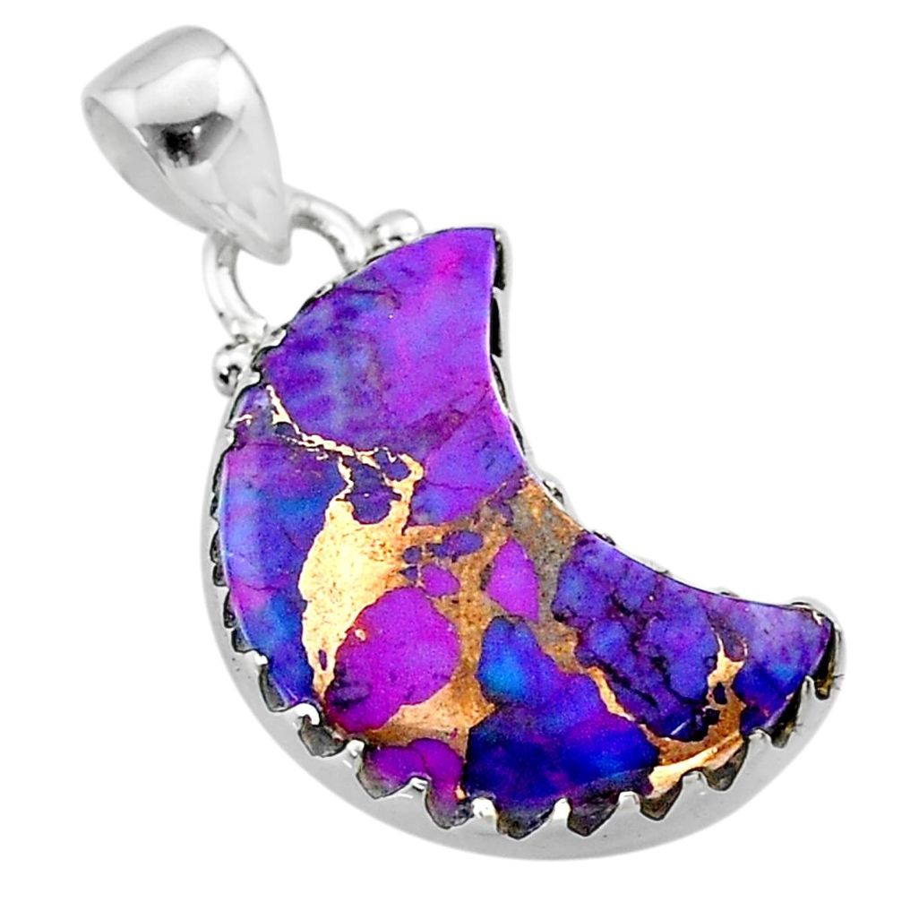 9.35cts moon purple copper turquoise 925 sterling silver pendant t45601