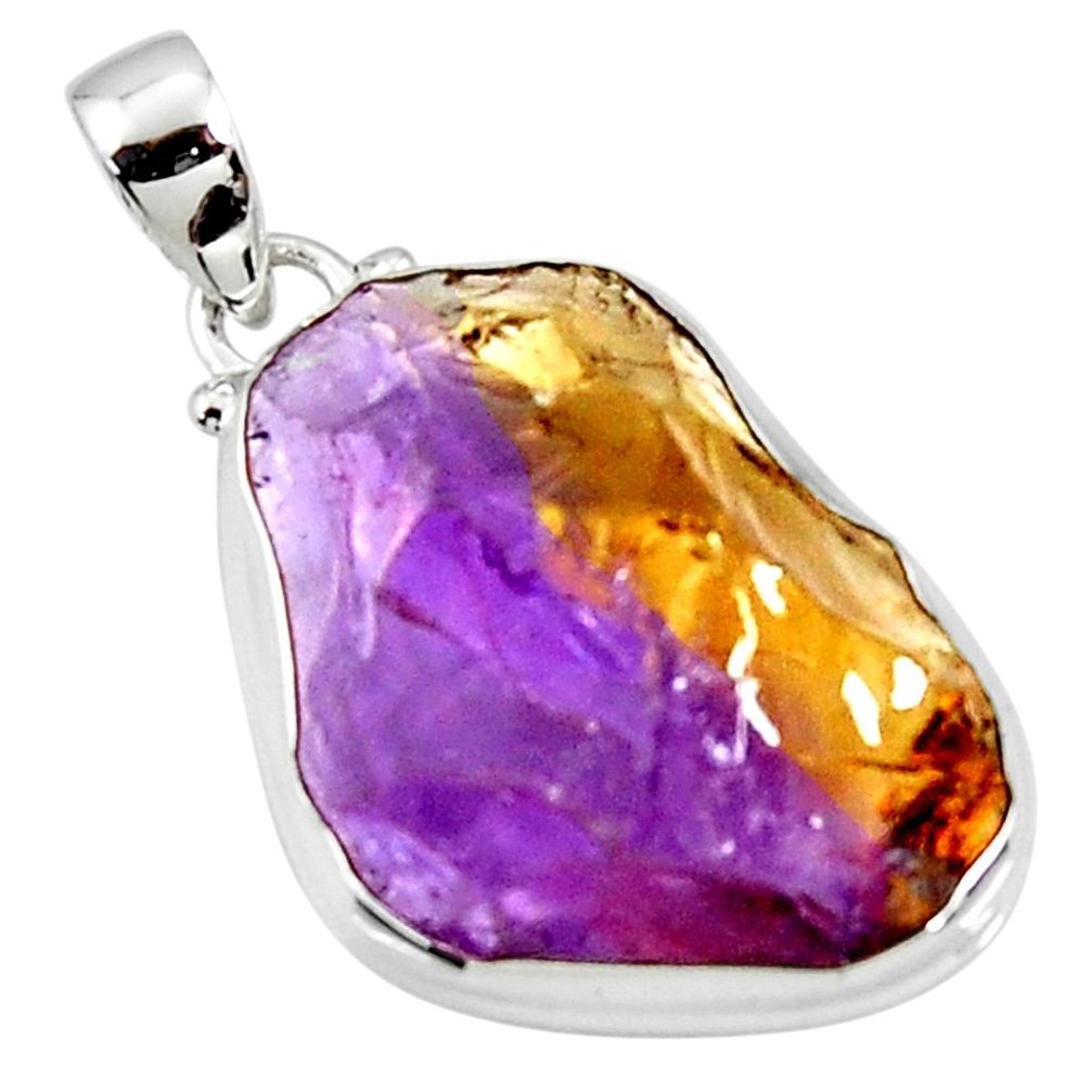 27.69cts multi color ametrine rough 925 sterling silver pendant jewelry r51143