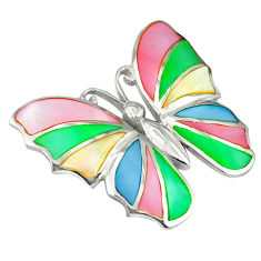 Multi color blister pearl enamel 925 silver butterfly pendant a39670 c14741