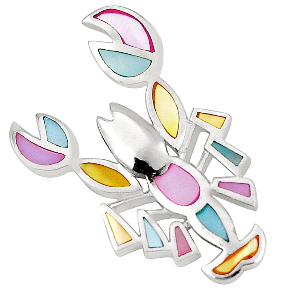 Multi color blister pearl enamel 925 silver scorpion pendant a75755 c14695