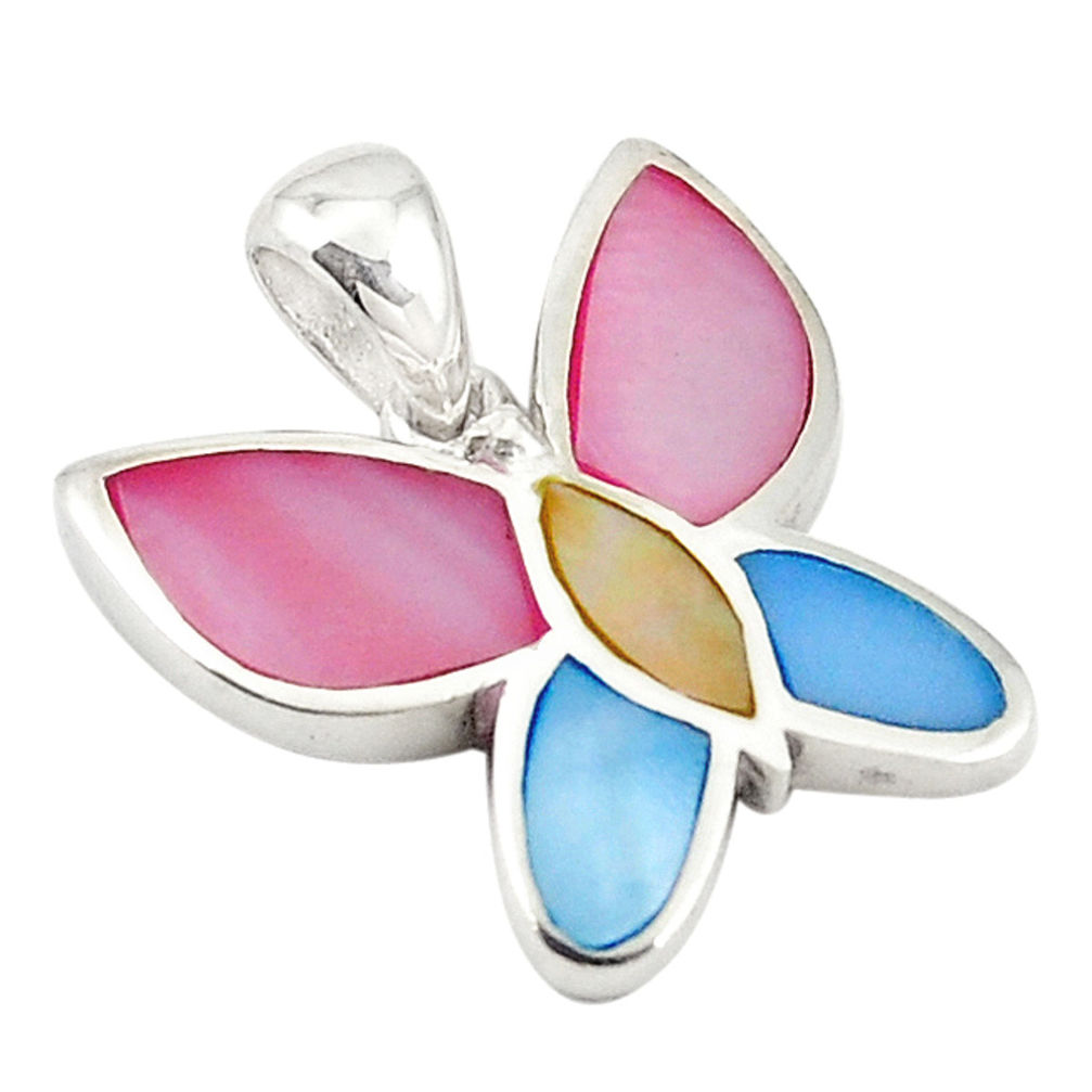 Multi color blister pearl enamel 925 sterling silver pendant a69682 c14570