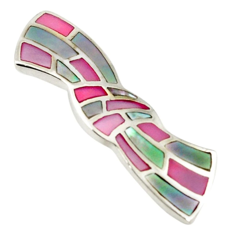 Multi color blister pearl enamel 925 sterling silver pendant a69730 c14798