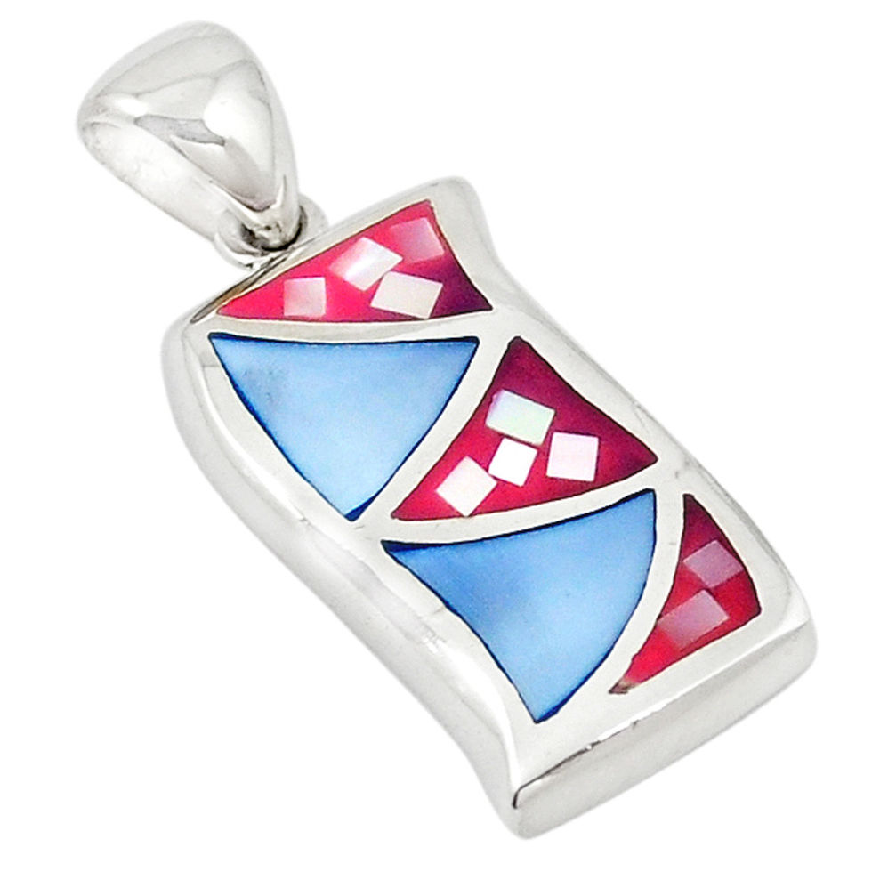 Multi color blister pearl enamel 925 sterling silver pendant a69763 c14443