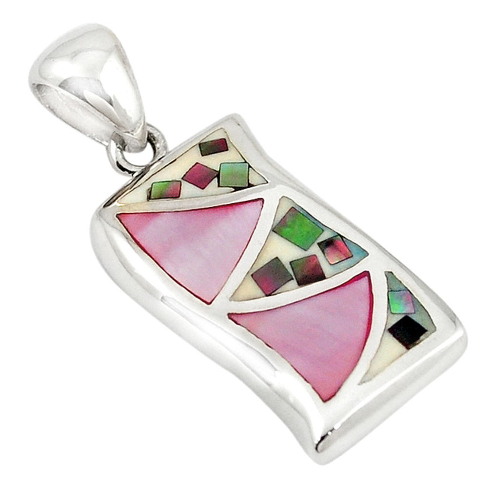 Multi color blister pearl enamel 925 sterling silver pendant a69770 c14435