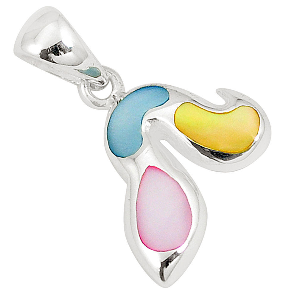 Multi color blister pearl enamel 925 sterling silver pendant a75751 c14668