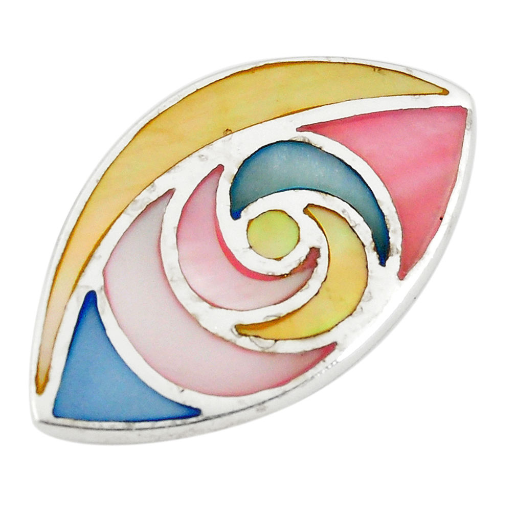 Multi color blister pearl enamel 925 sterling silver pendant a75963 c14619