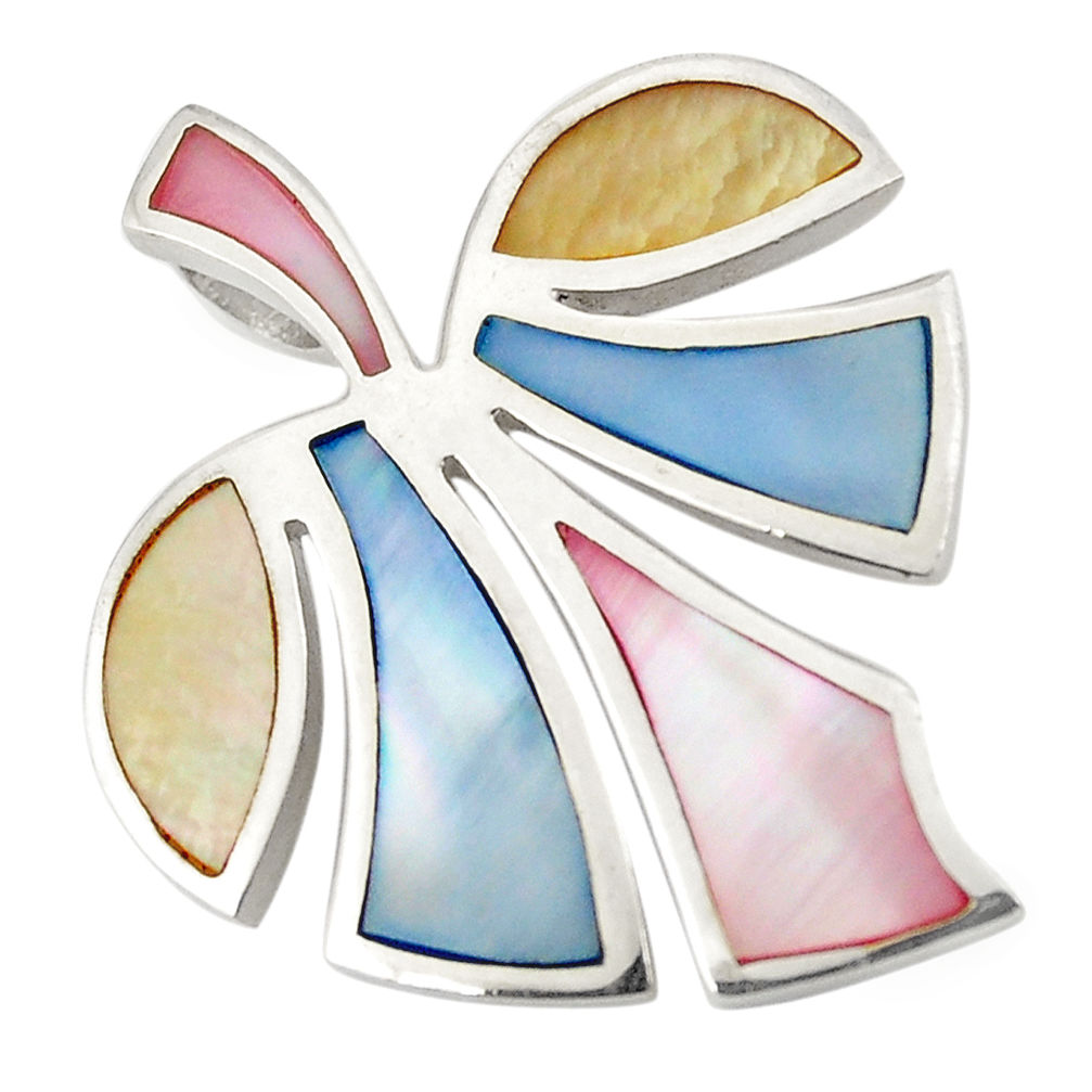 Multi color blister pearl enamel 925 sterling silver pendant a75983 c14607