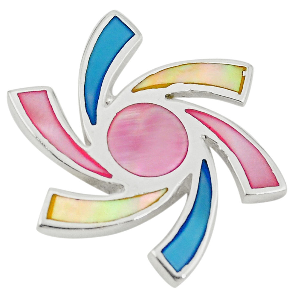 Multi color blister pearl enamel 925 sterling silver pendant a75989 c14688