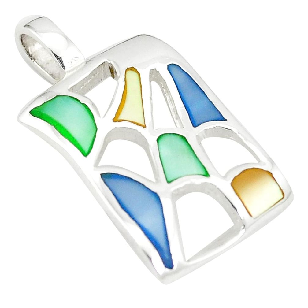 Multi color blister pearl enamel 925 sterling silver pendant a77517 c14490