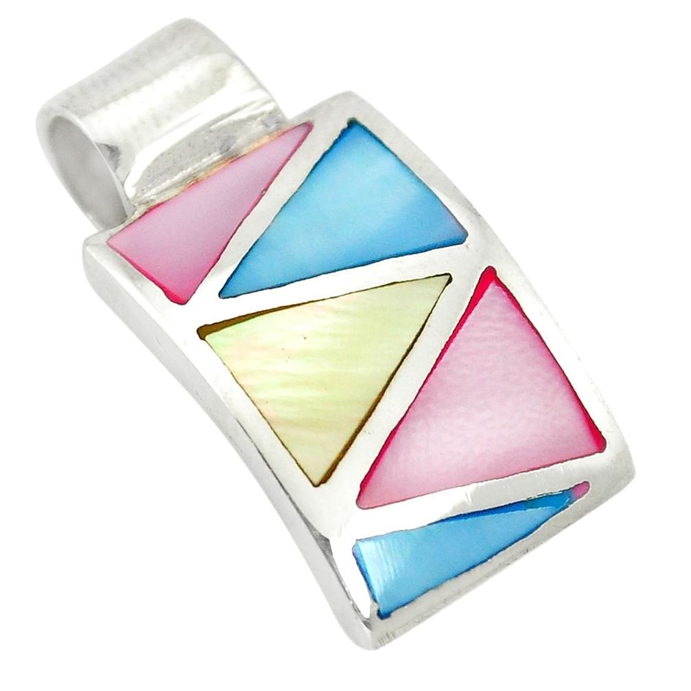 Multi color blister pearl enamel 925 sterling silver pendant a85415 c14559