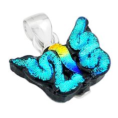 9.26cts multi color dichroic glass 925 sterling silver butterfly pendant u28919
