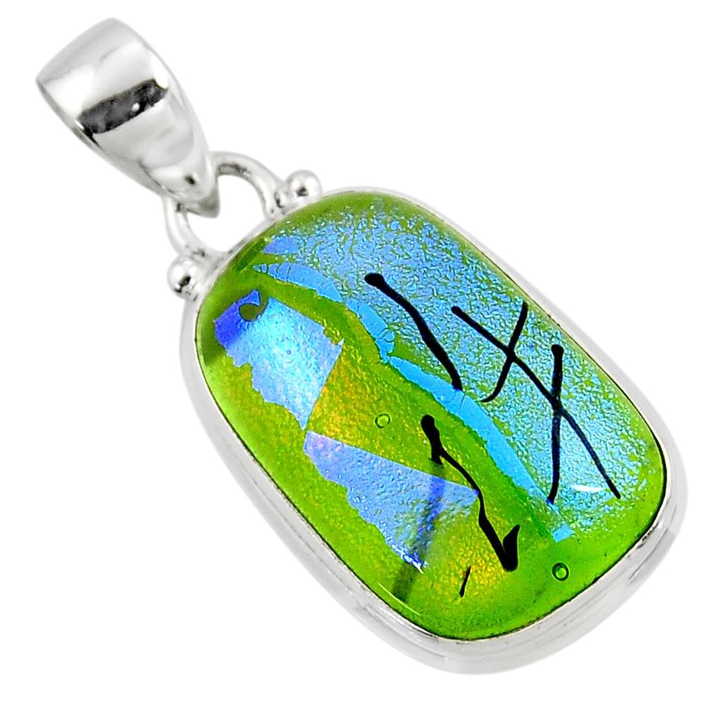 15.05cts multi color dichroic glass 925 sterling silver pendant jewelry r49947