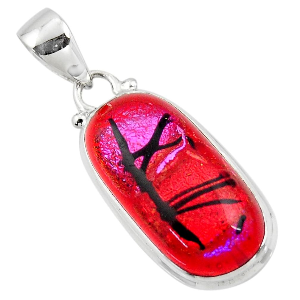 14.23cts multi color dichroic glass 925 sterling silver pendant jewelry r49954