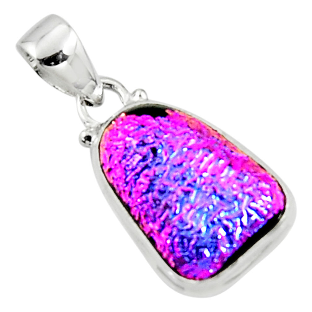 11.17cts multi color dichroic glass 925 sterling silver pendant jewelry r50913