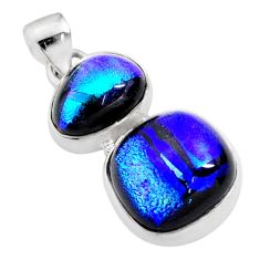 13.70cts multi color dichroic glass 925 sterling silver pendant jewelry t76605