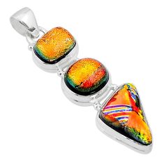 18.54cts multi color dichroic glass 925 sterling silver pendant jewelry u28648