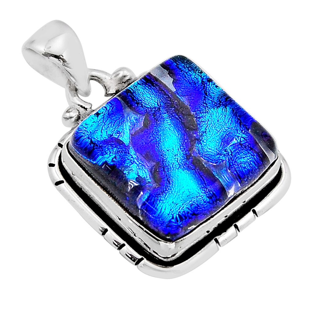 17.20cts multi color dichroic glass 925 sterling silver pendant jewelry y61957