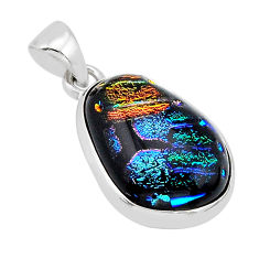 13.56cts multi color dichroic glass 925 sterling silver pendant jewelry y66558