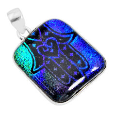 21.55cts multi color dichroic glass 925 sterling silver pendant jewelry y77324