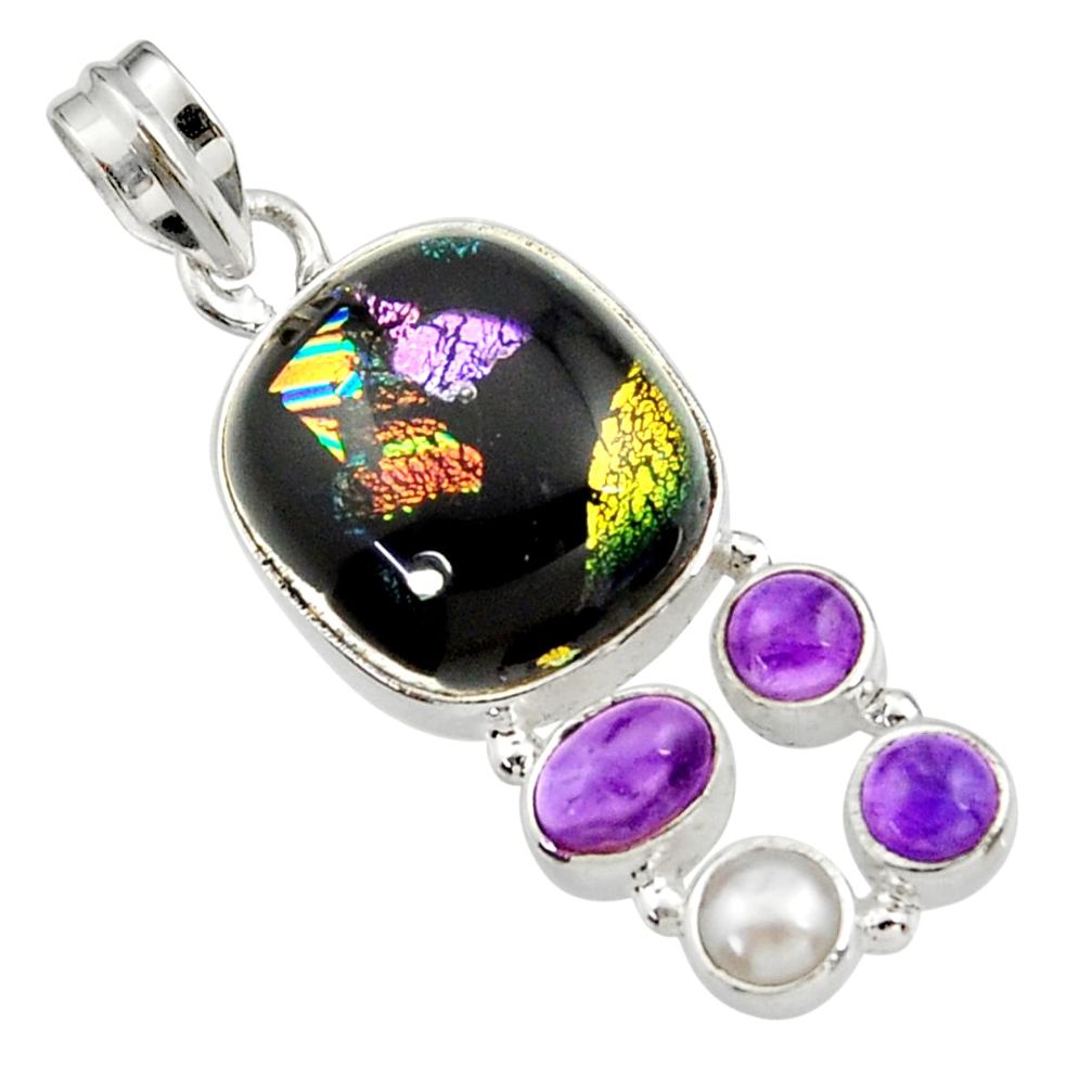 olor dichroic glass amethyst 925 sterling silver pendant d44798