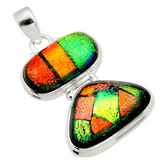 Clearance Sale- 30.40cts multi color dichroic glass fancy 925 sterling silver pendant r33633