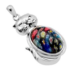 13.36cts multi color italian murano glass 925 sterling silver cat pendant y83490