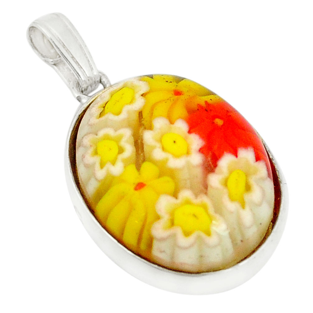 Multi color italian murano glass 925 sterling silver pendant c21712