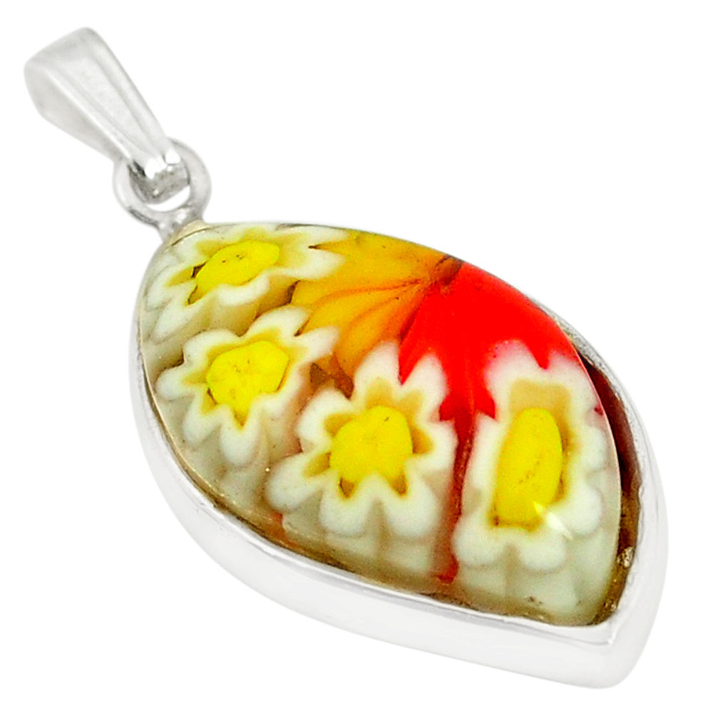 Multi color italian murano glass 925 sterling silver pendant c21727