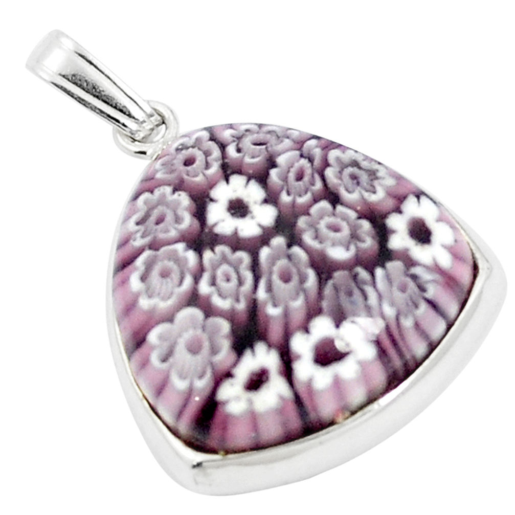 Multi color italian murano glass 925 sterling silver pendant c25769