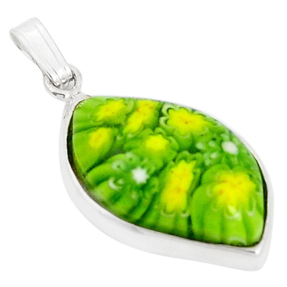 Multi color italian murano glass 925 sterling silver pendant c25813