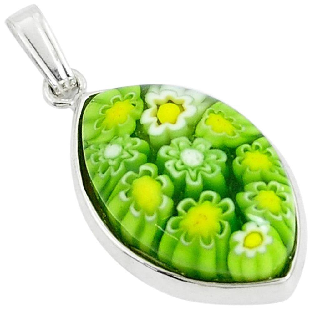 13.15cts multi color italian murano glass 925 sterling silver pendant c25814