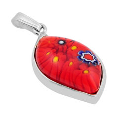 9.96cts multi color italian murano glass 925 sterling silver pendant y83498