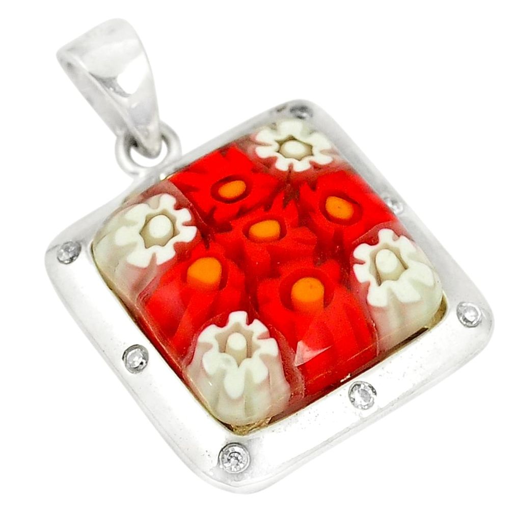 Multi color italian murano glass topaz 925 silver pendant jewelry c21745